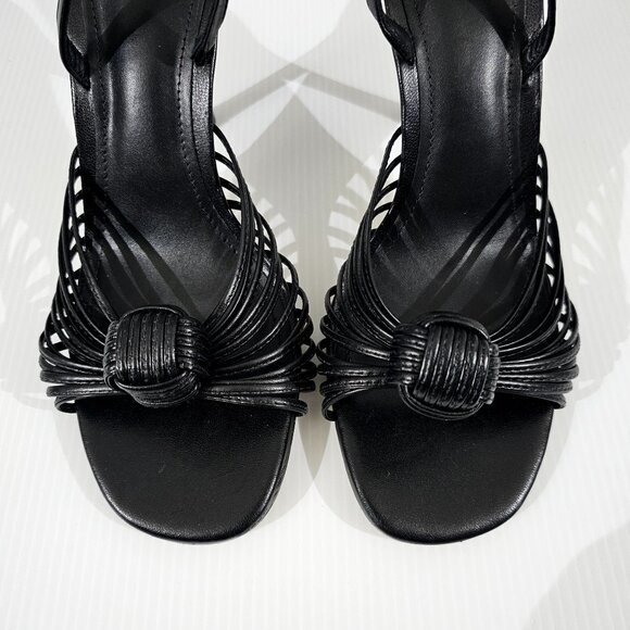 Larroude Valerie Slingback Knotted Sandal Stiletto Black Leather Size 9.5 NWOT - Picture 5 of 13